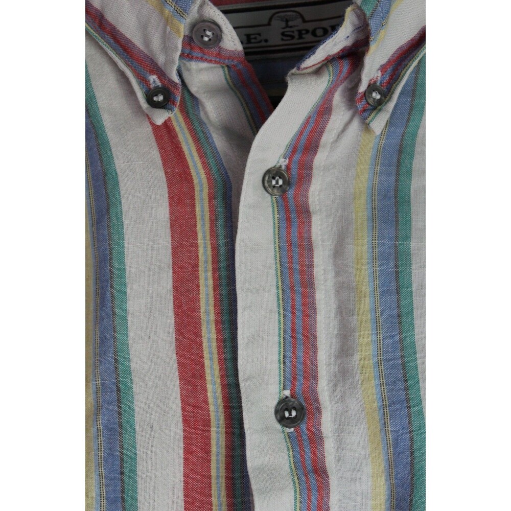 M.E. Sport Mens XL Short-sleeve Button-up Vertical Striped Shirt - Picture 14 of 14